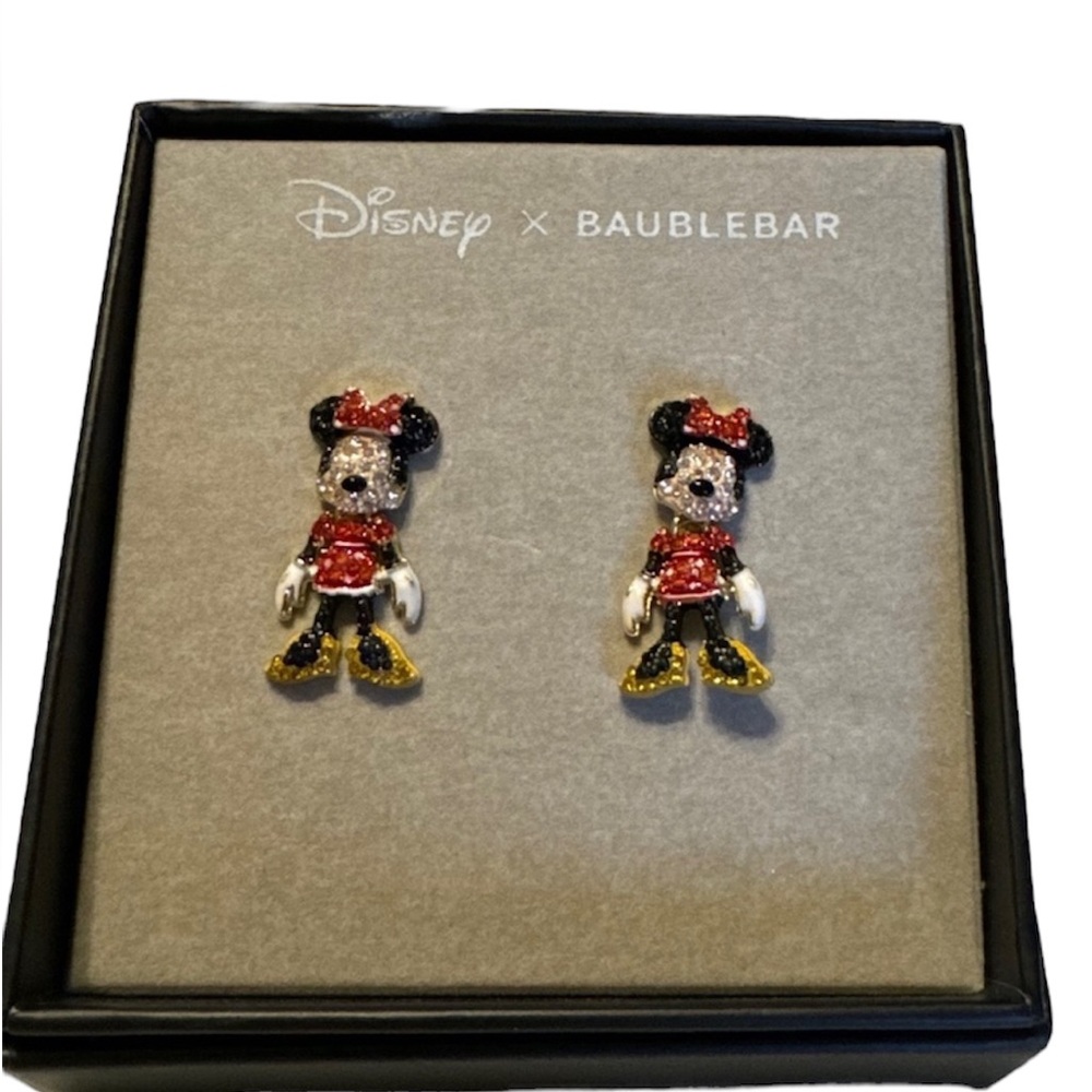 Disney X Baublebar Minnie Mouse Sparkled Crystal Rhinestone Earrings NIB